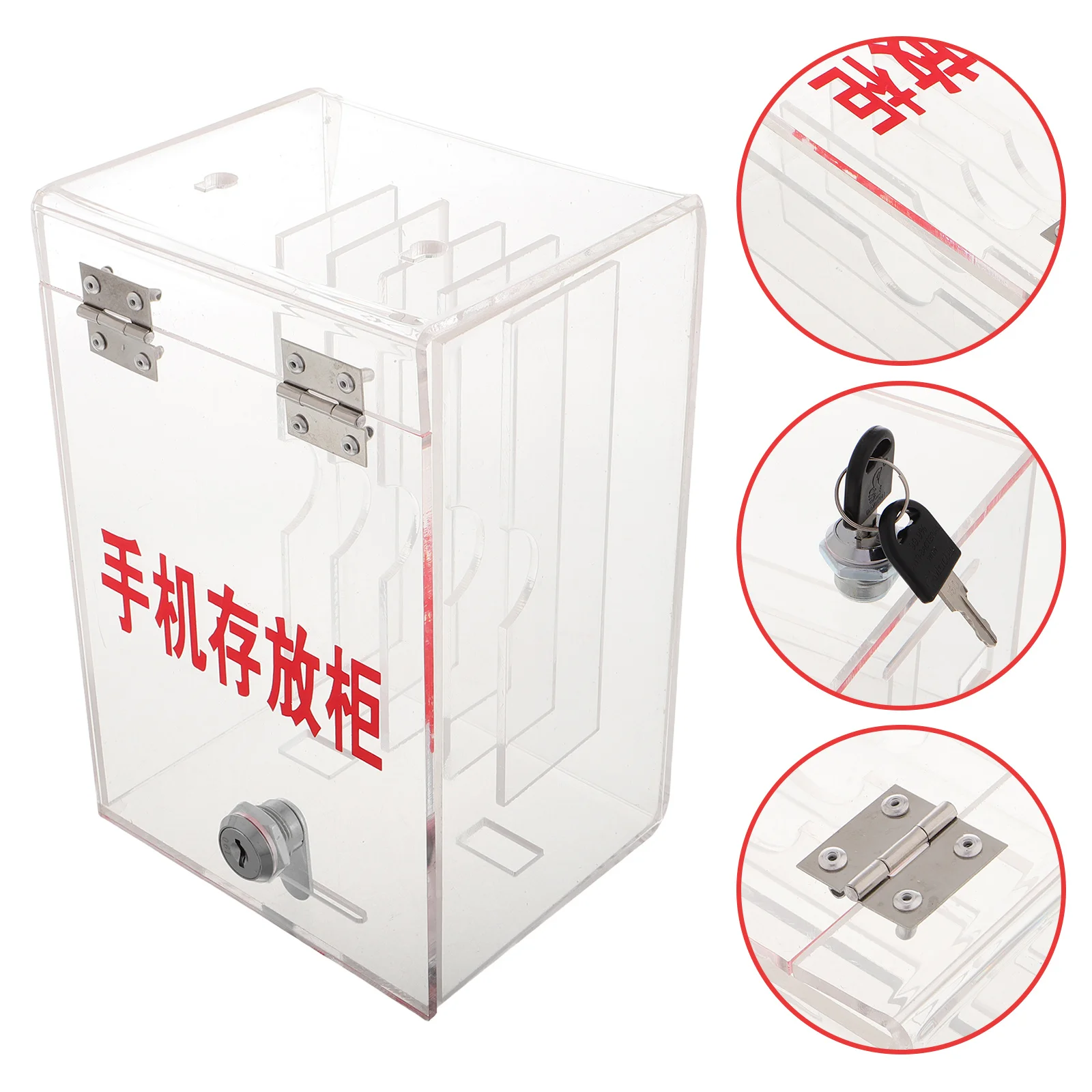 

Large Capacity Clear Acrylic Phone Lock Box Cellphone Organizer Lockable Mobile Storage Cabinet Home Office Cell Phone Storage