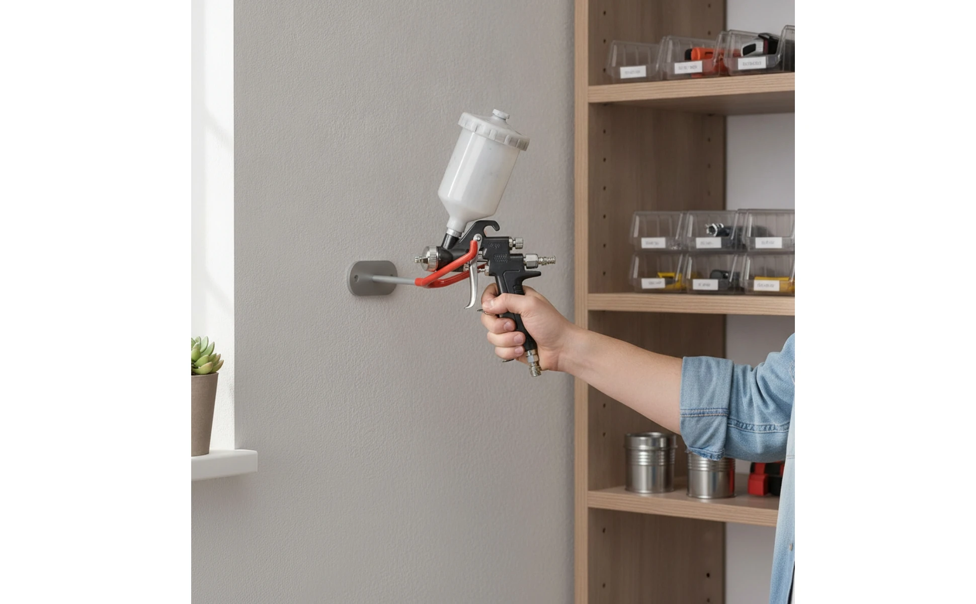 Spray Wall Mount Low-Profile Spray Holder Powder-Coated Heavy Duty for Painters, Workshop, Garage