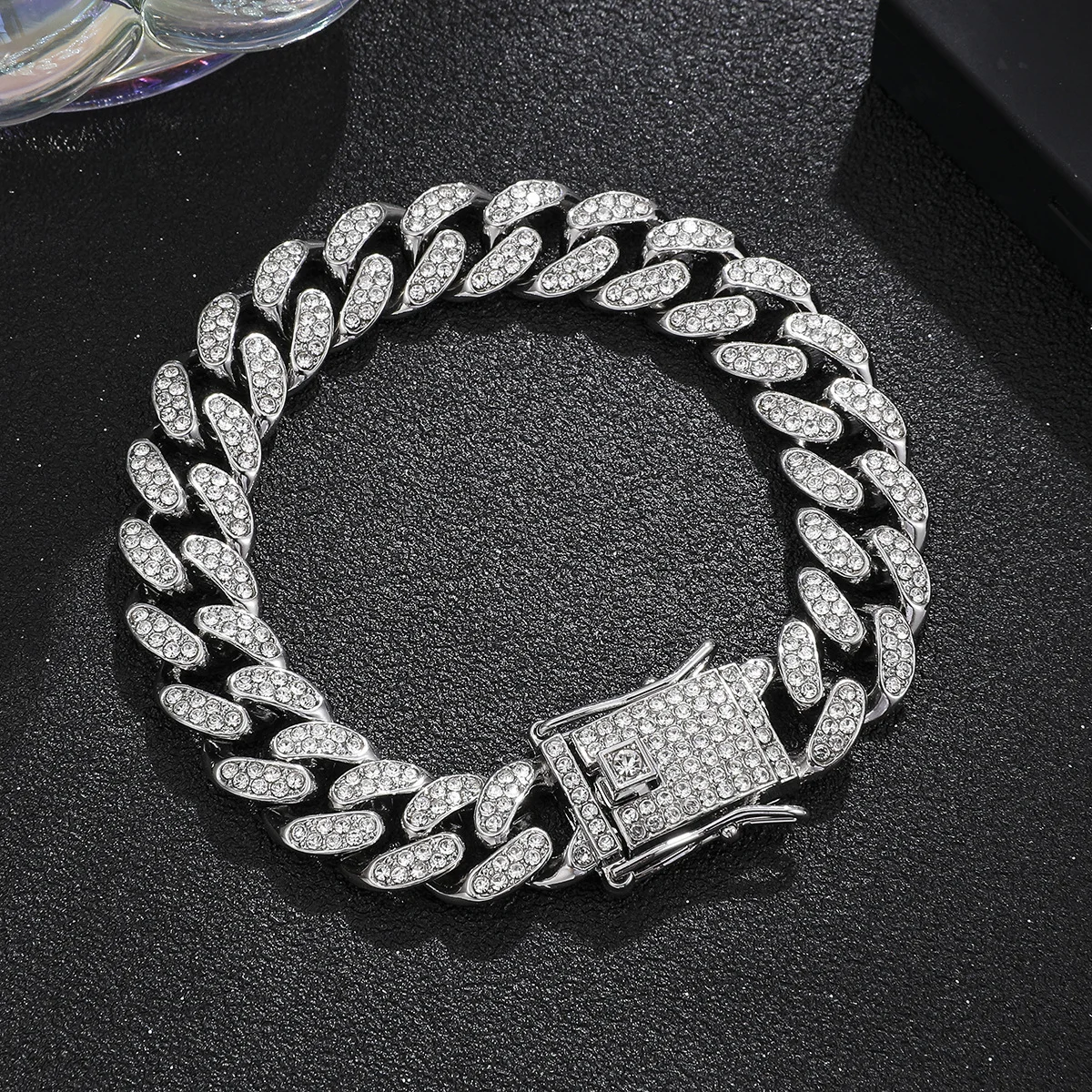 New Men’s Hip-Hop Curved Fashion Cuban Chain Bracelet 14mm Width Chain Hiphop Bracelet image 2