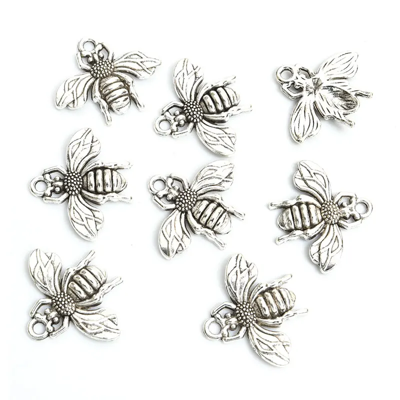 20pcs Bumble Bee Honeybee Insects Charms Antique Gold/Silver Color Pendant Jewelry Making DIY Necklace Bracelet Jewelry Findings