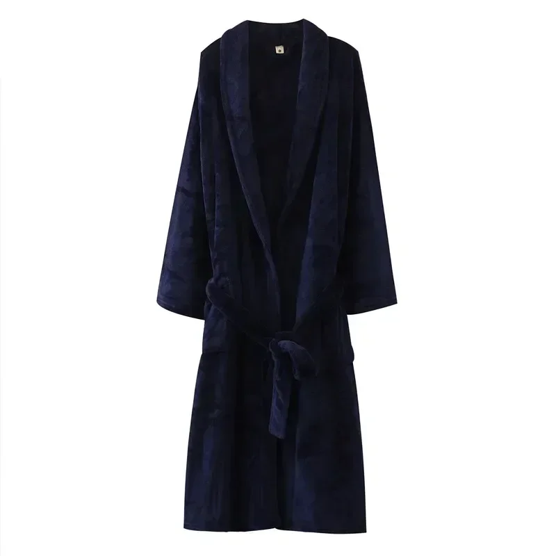 Coral Women Men Warm Night Sleepwear 40-125 KG Dressing Bathrobe Flannel Winter Lovers Fleece Gown Robes Robe