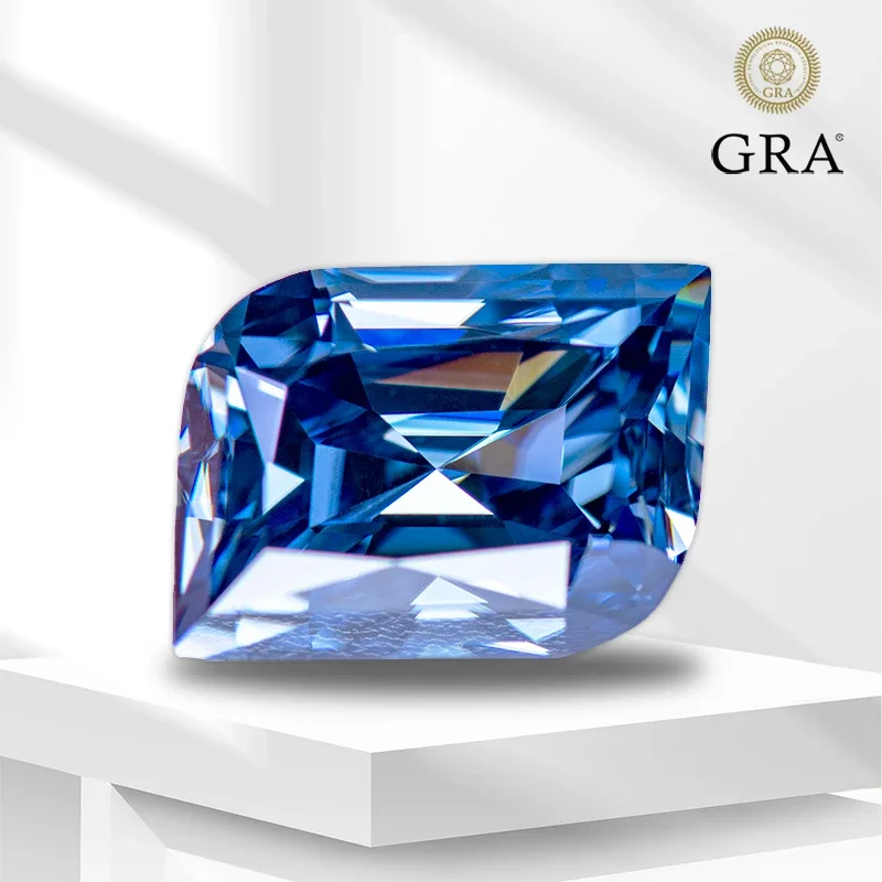 Moissanite Gemstone Leaf Cut Primary Color Royal Blue Lab Grown Diamond for DIY Jewelry Making Materials with GRA Certificate