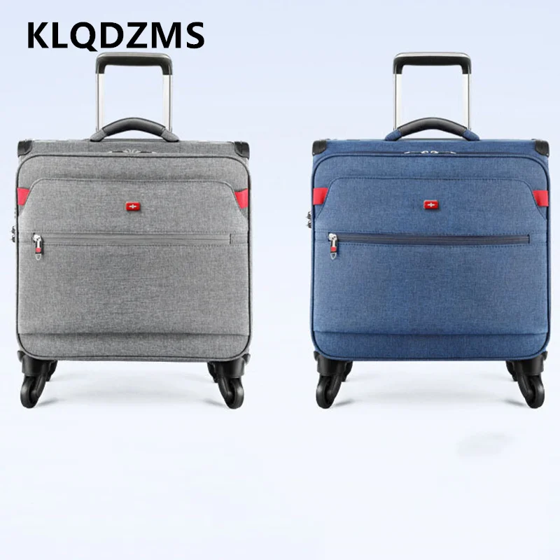 

KLQDZMS Handheld Travel Suitcase 18 Inches Oxford Cloth Boarding Box Men's Business Trolley Case with Wheels Rolling Luggage