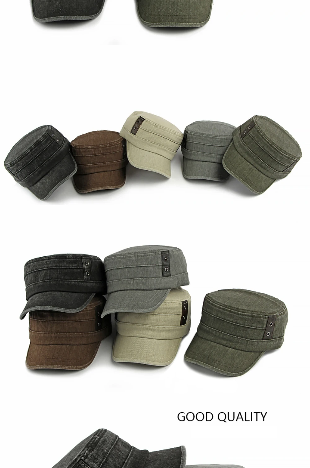 HT5083 Hochwertige Baseballkappe für Herren und Damen, neu, für alle Jahreszeiten, 100 % Baumwolle, Baseballmütze für Herren und Damen, verstellbare Militärkappe mit flachem Oberteil – Detail 2