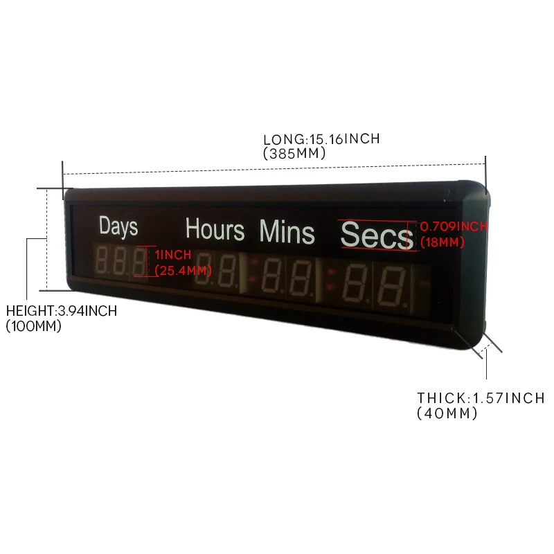 1-Inch Red LED Timer with Text And Numeric Countdown Clock Display for College Entrance Exam Days