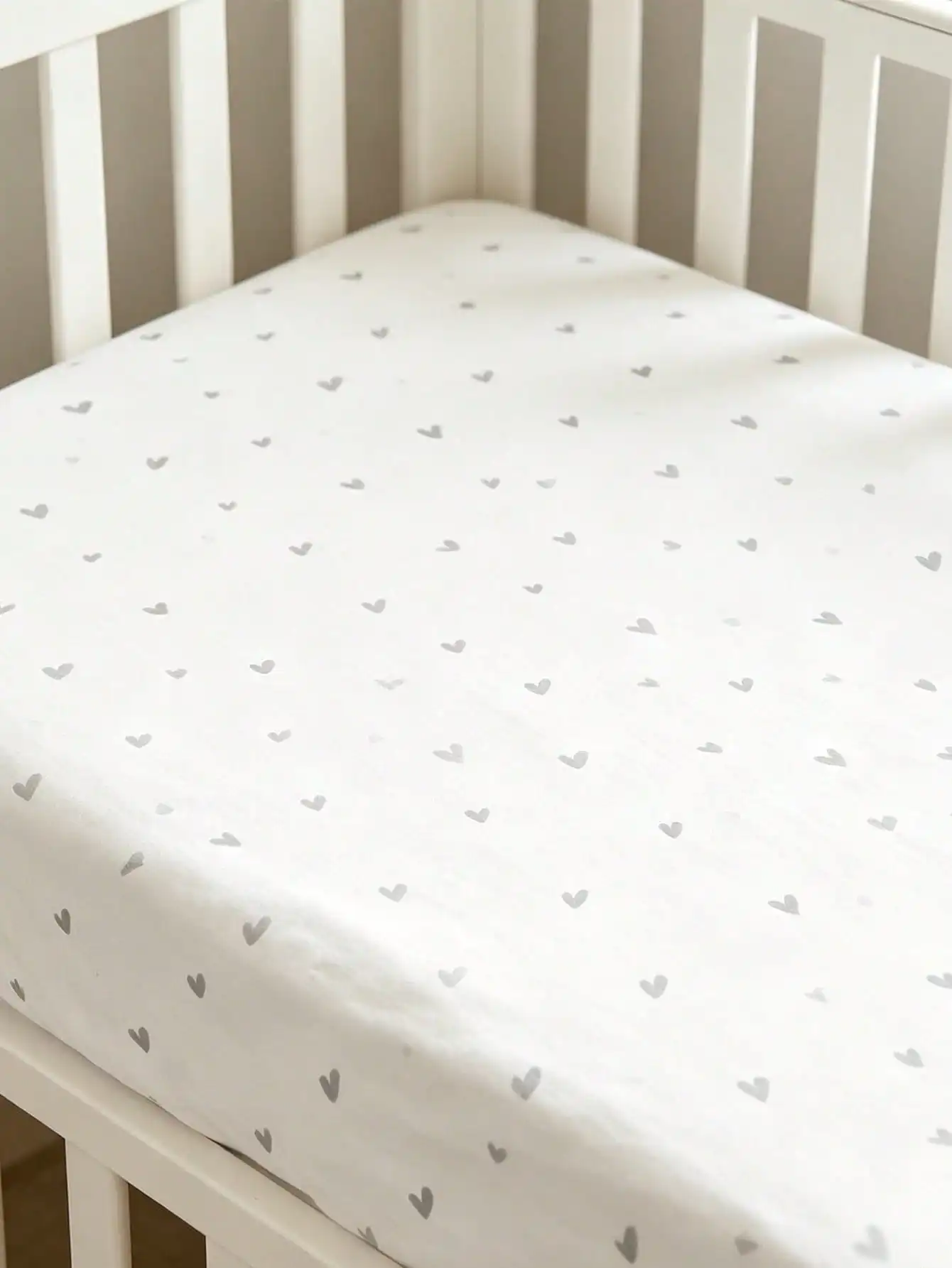 Printed Baby Crib Fitted Sheet Soft Elastic Edge Machine Washable Star Love Pattern Design for Standard Babies Crib Use Bedding