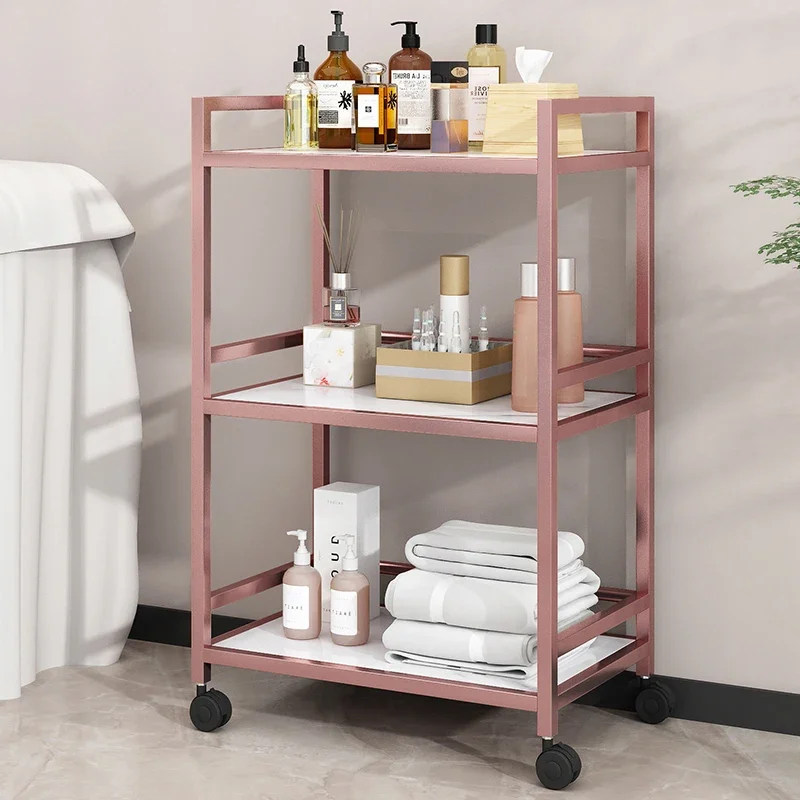 High-end Beauty Cart Skin Care Collection Tool Storage Cart Multilayer Storage Rack Hairdressing Nail Organizer Cart with Wheels
