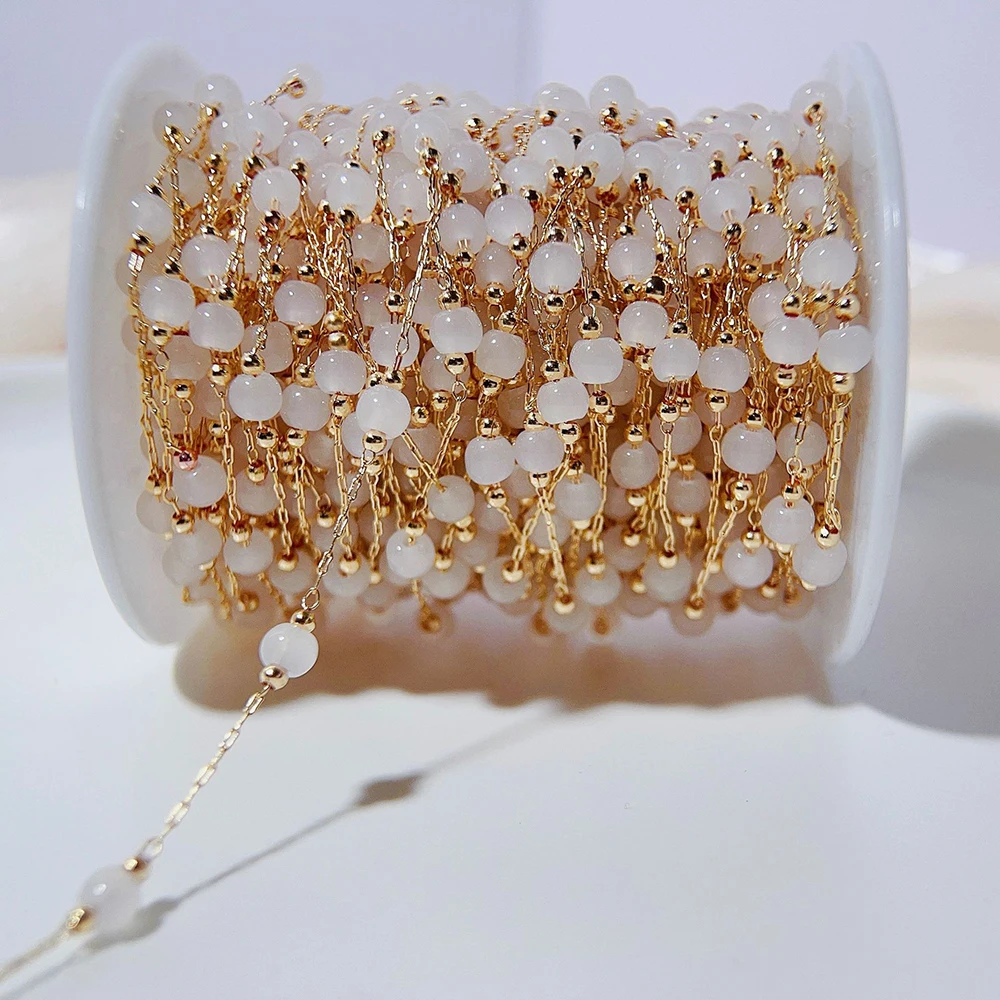 1meter Opal Stone Bead Copper Chains for DIY Jewelry Making