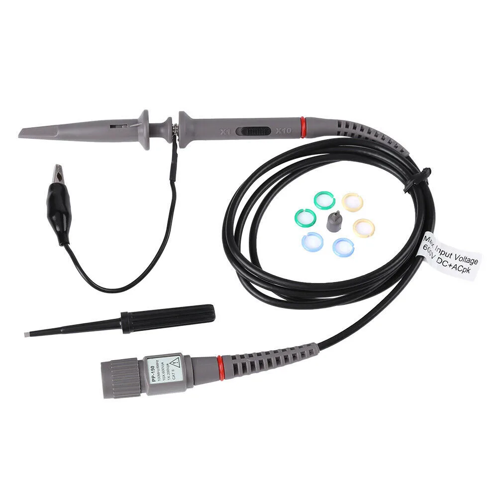Digital Oscilloscope Probe Kit PP150 100MHz Bandwidth with Compensation Adjustment Tool for Testing Low Frequency Signals