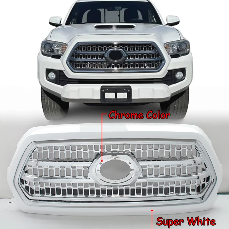 

For 2016-2023 Tacoma TRD Front Bumper Grille Chrome&Super White Grill 5311304030