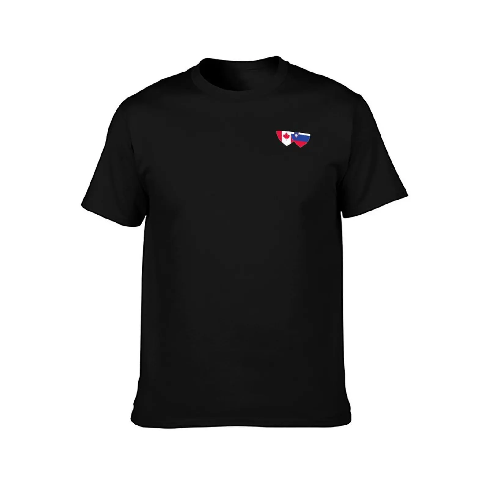 Canada Slovenia flag heart T-Shirt, Summer Casual Cotton Tee, Oversized Streetwear Tops, Vintage Graphic Print, Unisex Men Women