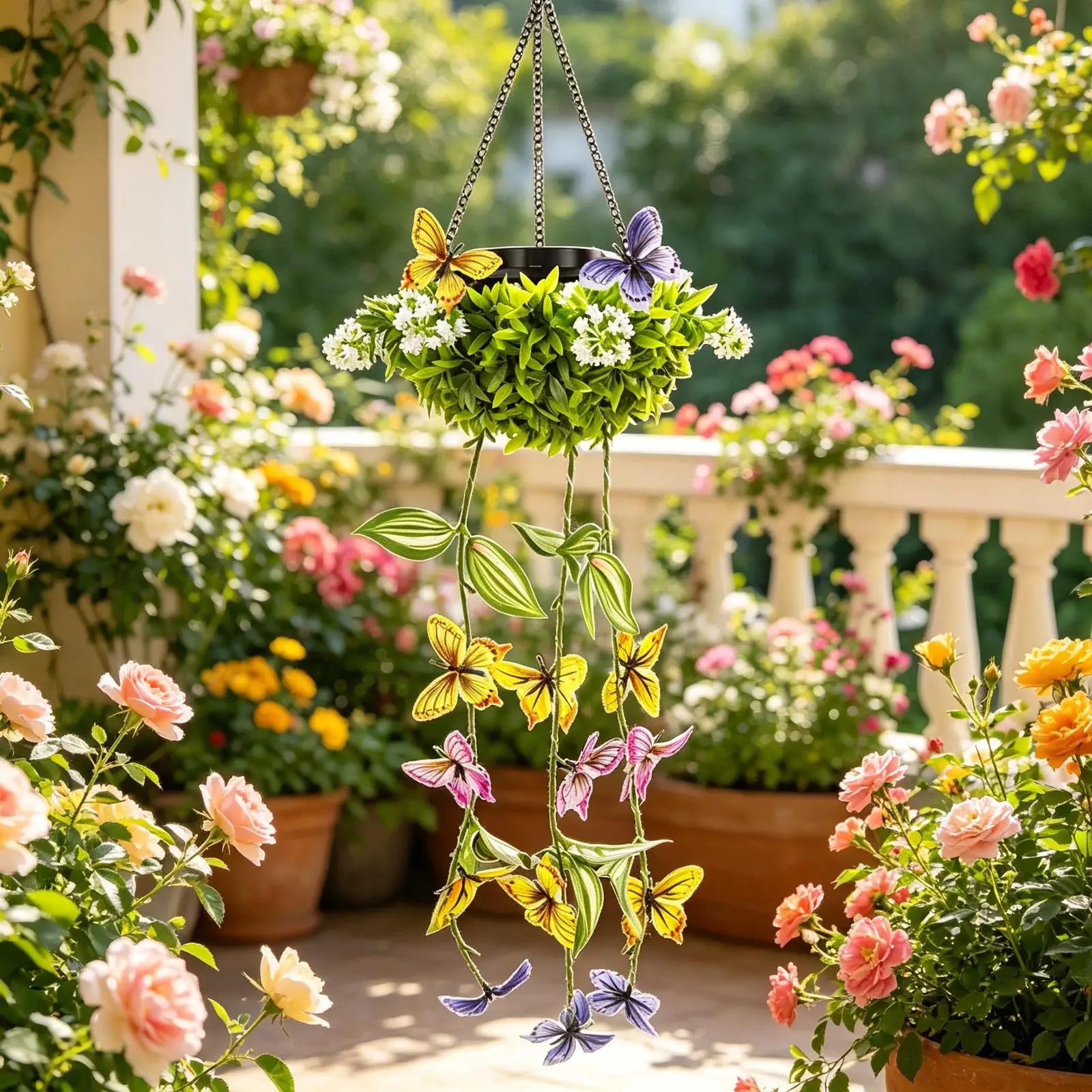 

Butterfly Solar Lights Hangable Waterproof Yard Lamp With Vines Butterfly Light For Patio Yard Wall Porch Garden Balcony Pathway