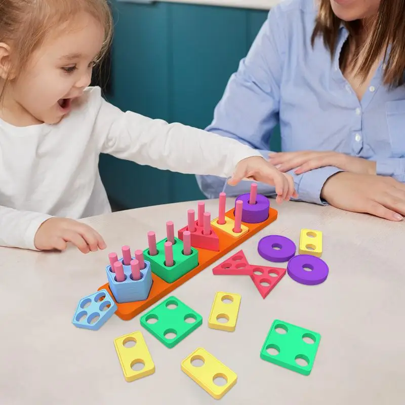 Shape Sorting And Stacking Toy Shape Sorter And Stacker Silicone Toy Stacking & Matching Shape Stacker STEM Preschool Learning