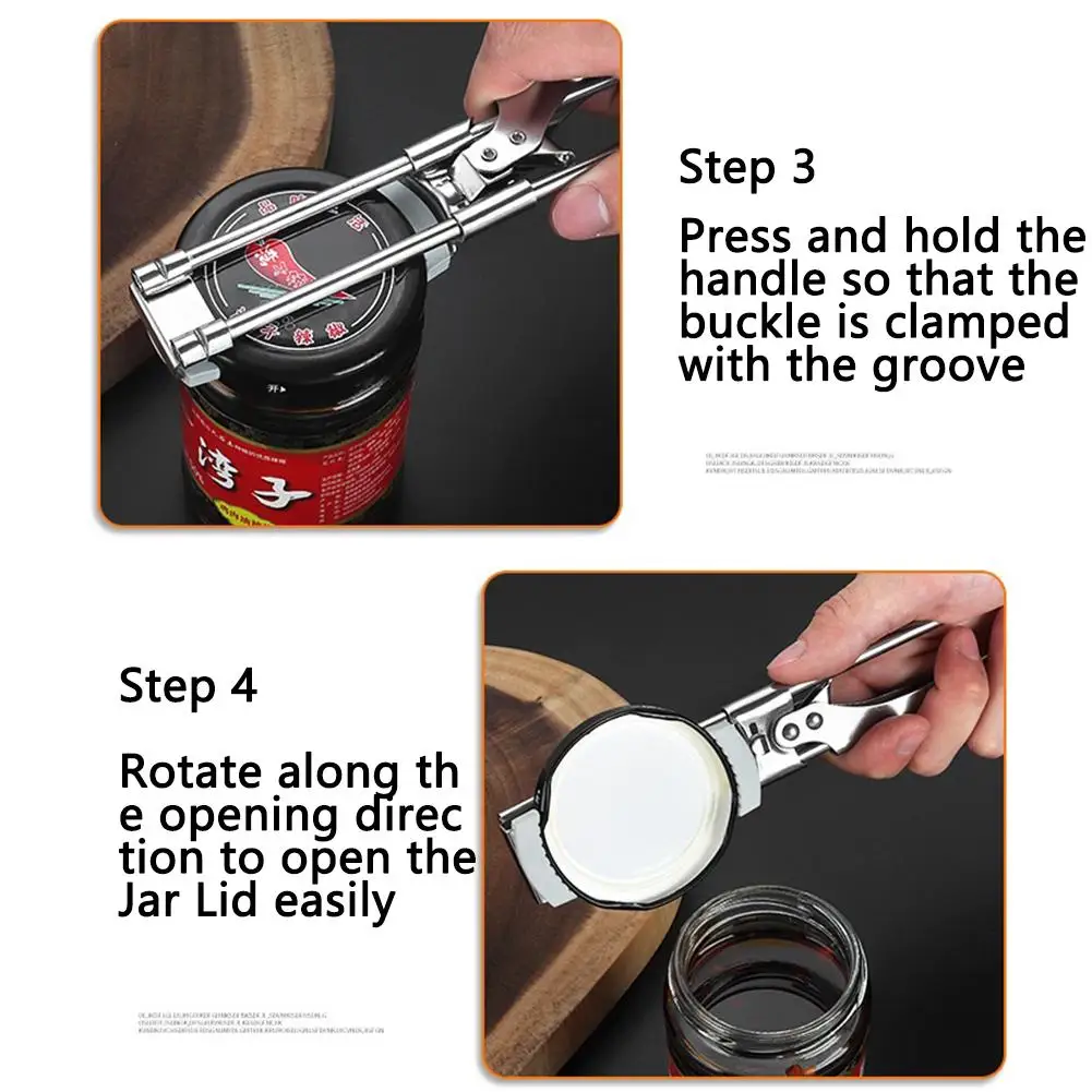 Newest Adjustable Can Opener Multifunctional Manual Non-slip Stainless Steel Jar Lid Opener Kitchen Accessories