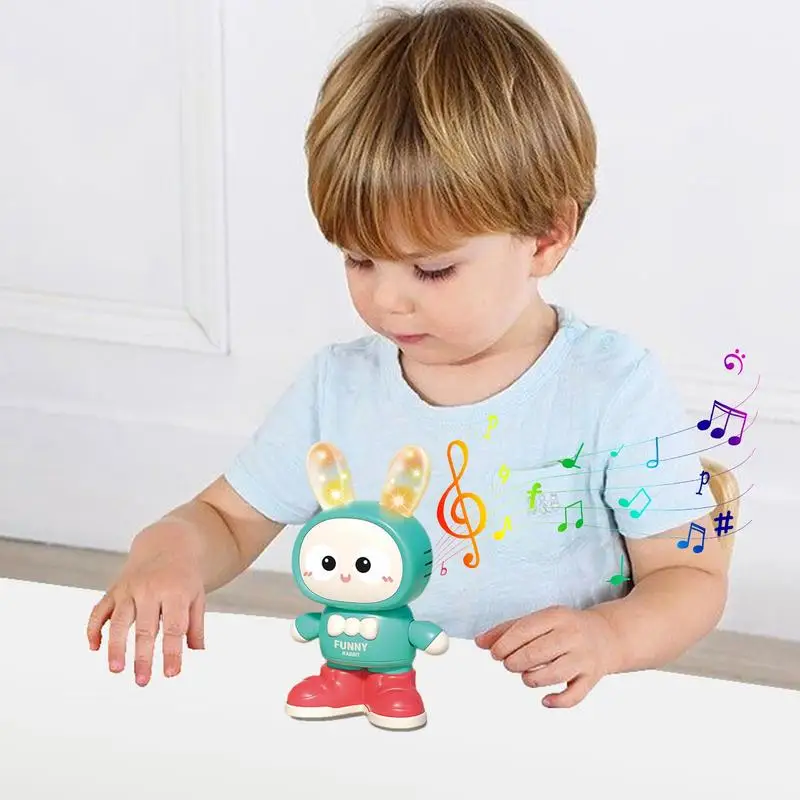 Brinquedo de coelho de dança saltando e dançando brinquedo de coelho de desenho animado com luzes e música saltando e dançando para idades de 1 a 6 brinquedo de coelho para