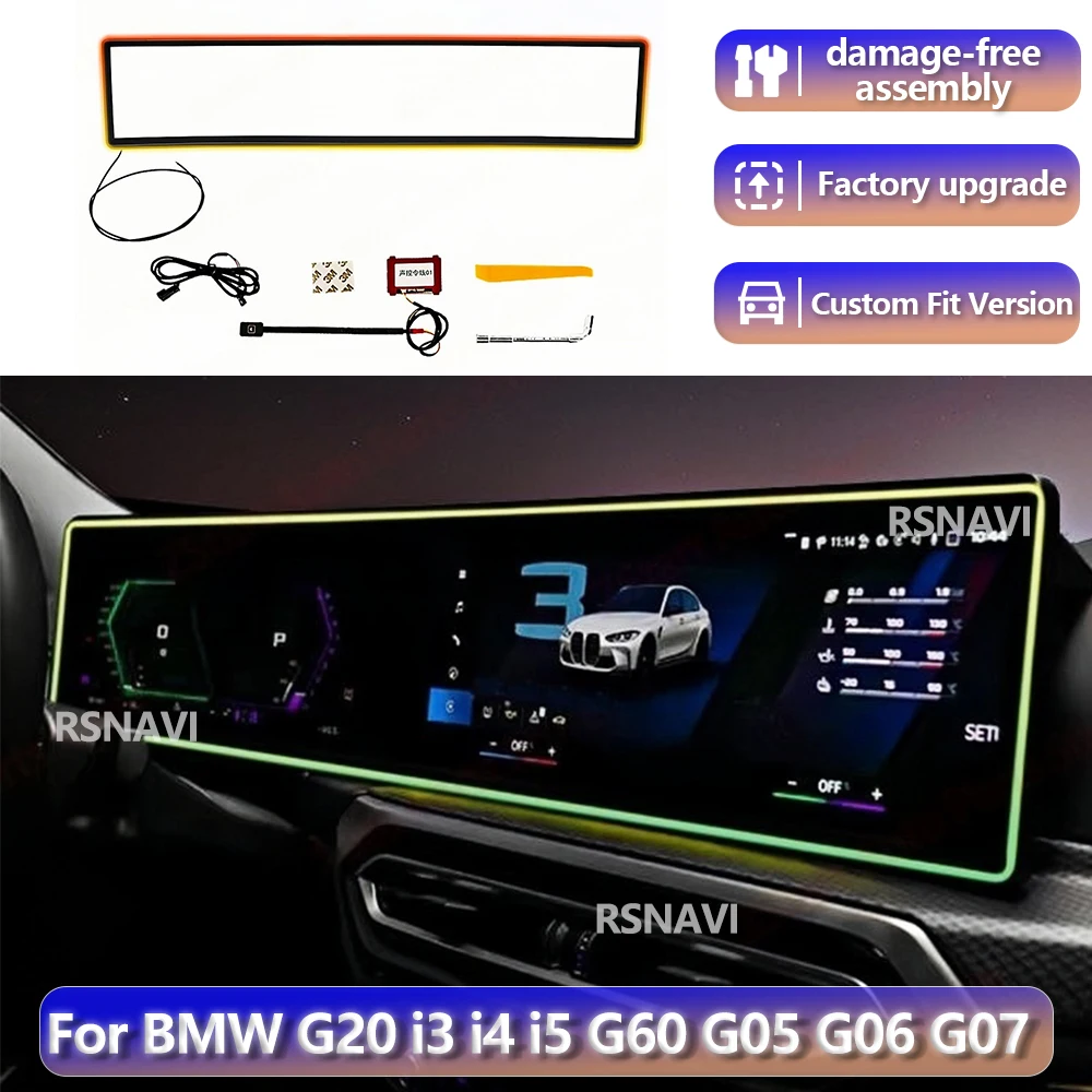 RGB color streamer For BMW G20 G26 G60 G05 X5 G06 X6 G07 X7 M3 M4 i3 i4 i5 Series 2018+ Screen Light Car Monitor Display Part