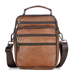 Bolso de cuero genuino para hombre, bandolera de piel de vaca, alta calidad