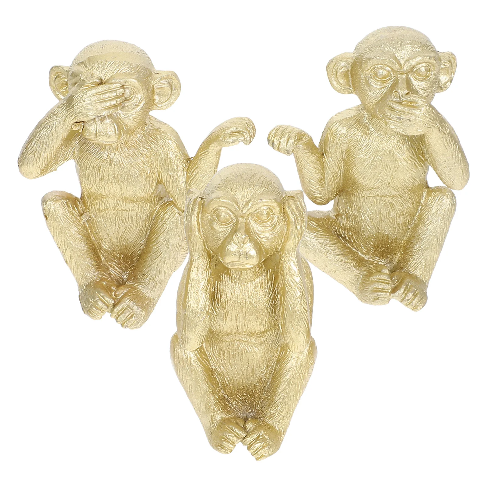 

3Pcs Resin Monkey Statues Smooth Edges Safe Touch Tabletop Animal Decoration Gift Resin Monkey Figurine Desktop Animal Decor