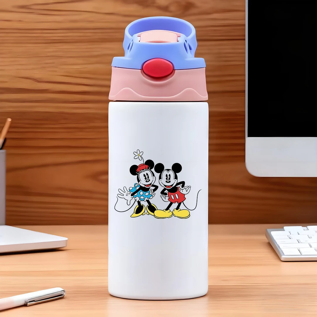 

Disney vacuum cup featuring classic Minnie Mouse cartoon character 304 stainless steel cartoon straw cup childrens water bot
