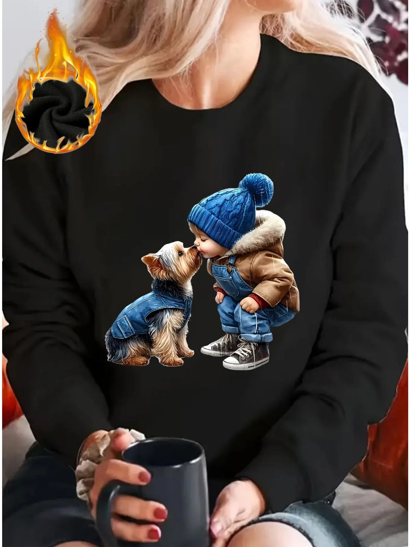 Loose Sweatshirt Casual Long Sleeve Women Autumn and winter  Comfortable Pullover Crewneck Loose Female Clothes