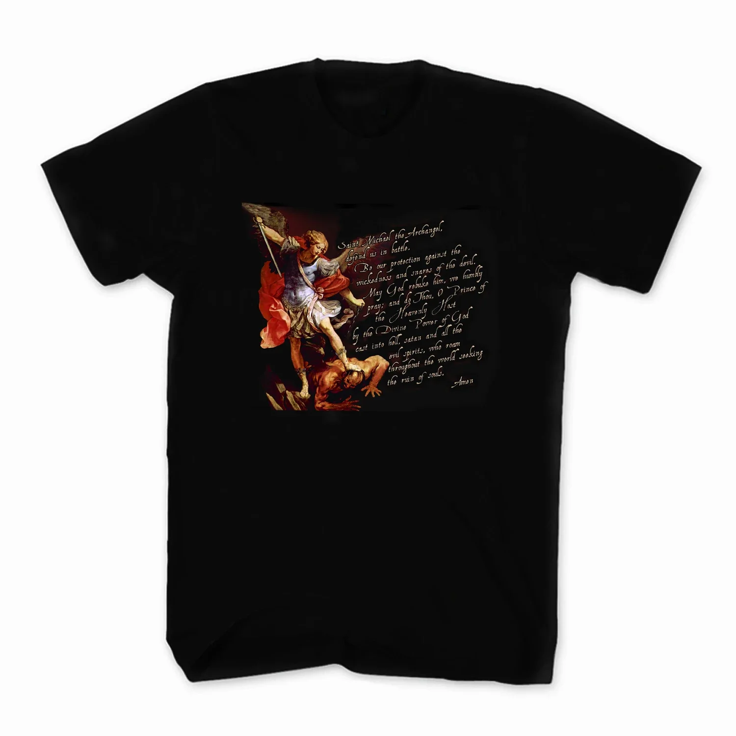 

US Army Airborne Quotes Saint Michael The Archangel Defend Us In Battle T-Shirt Short Sleeve Casual 100% Cotton Mens T-shirt