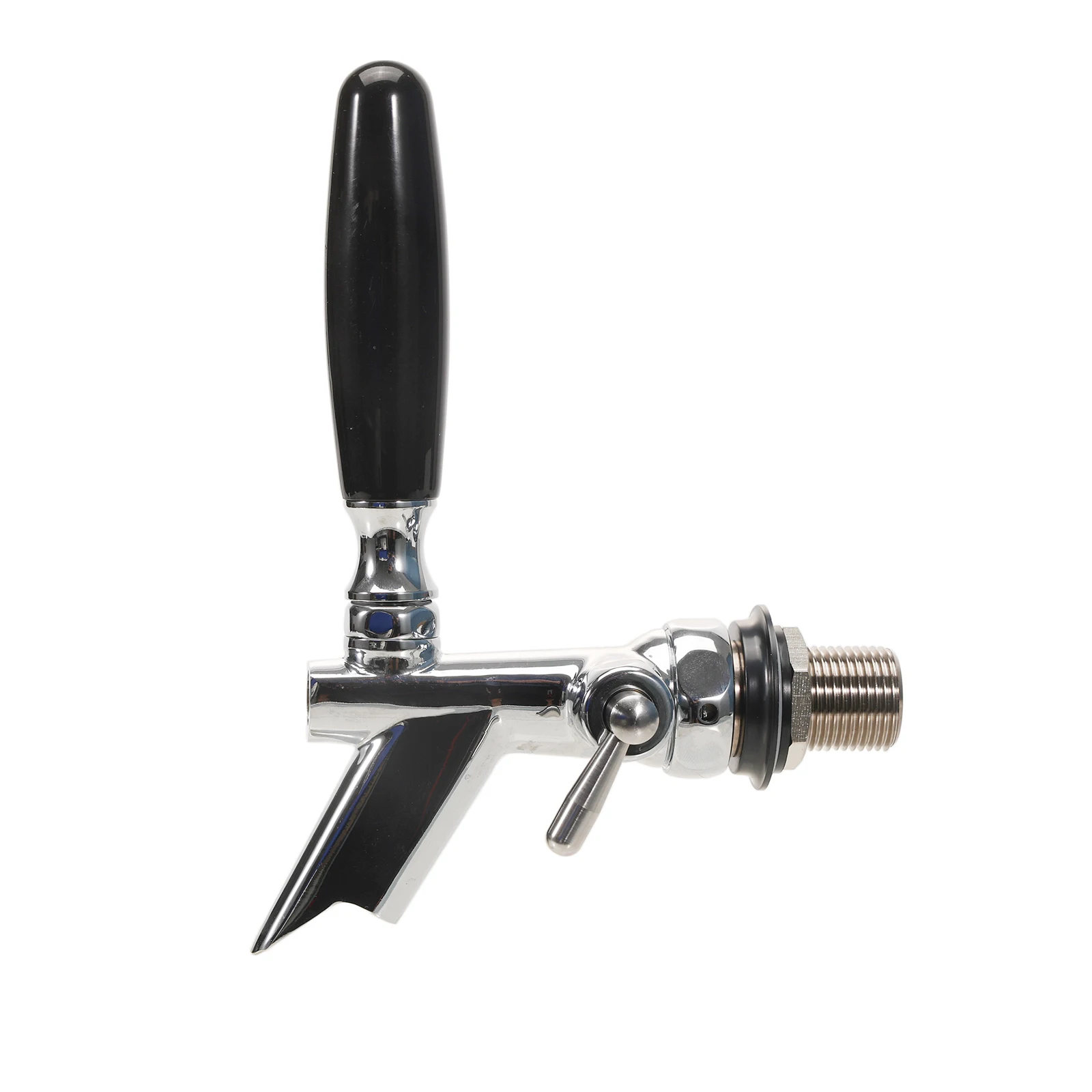 Chrome Plated Brass Flow Control Twin Spout Beer Tap Push Back Creamer 53mm Shank and 10mm Bore G5/8