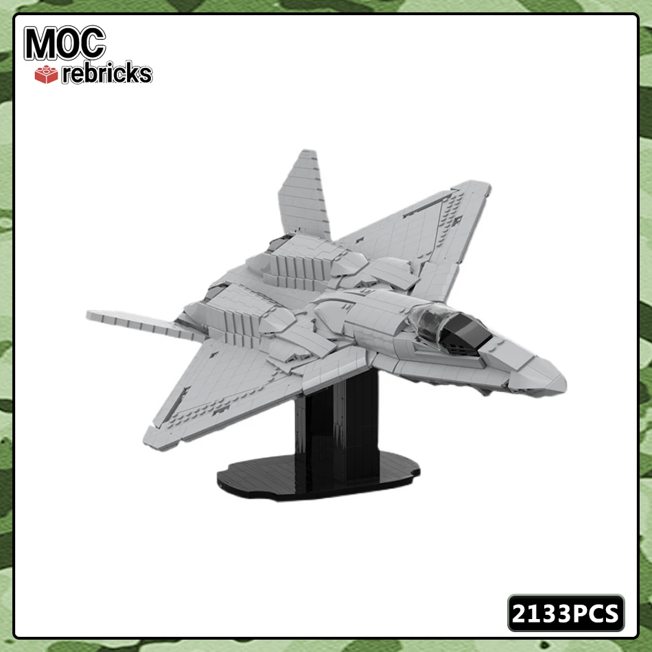 MOC Military Series Black Widow II YF-23 High Speed Stealth Fighter Building Block Model Creative Boy Toys Hobbies Holiday Gifts