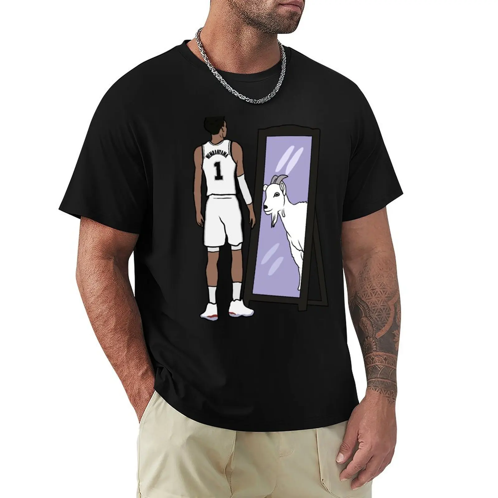 

Victor Wembanyama Mirror GOAT T-Shirt custom shirt graphic shirts T-shirts for men cotton