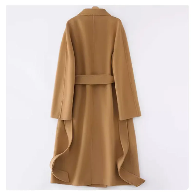 Fengbaoyu Autumn Winter High-end Double-sided Cashmere Coat Women's Coat Camel Medium Long Woolen Temperament Coat Soft and Warm