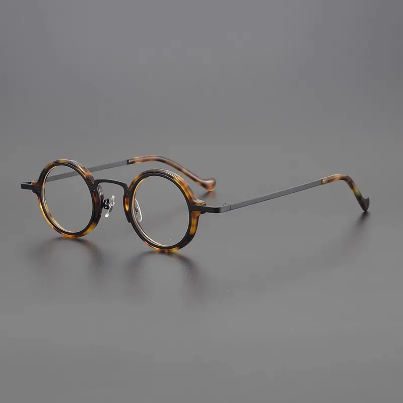 Vintage titanium acetate glasses frame Men women ultralight personality round optical glasses frame myopia prescription glasses