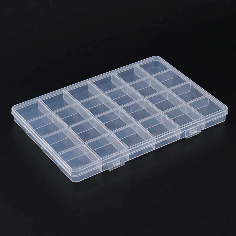 24 Grid Transparent Nail Art Empty Storage Case Box Nail Glitter Rhinestone Crystal Bead Display Accessories Container Box