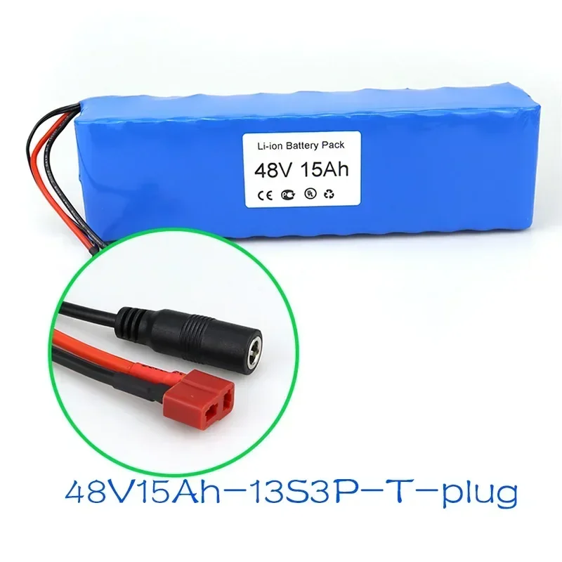 48V Pack Li-ion Battery 48V E-Bike Battery 15Ah 13S3P Battery Pack T-plug Connector and BMS For electric bicycle