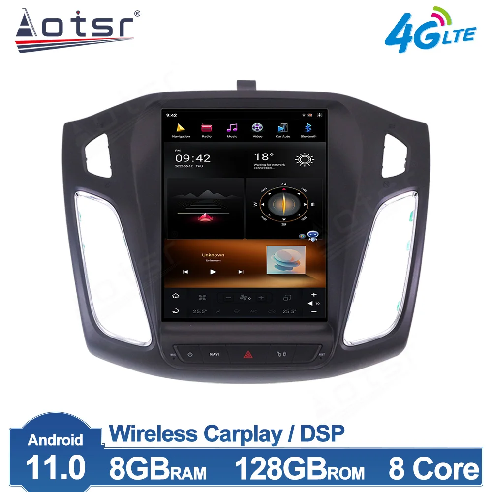 Tesla Screen Car Radio Coche Android 11 For Ford Focus 2011 - 2018 Qualcomm CPU Multimedia Player GPS Navigation DSP CarPlay