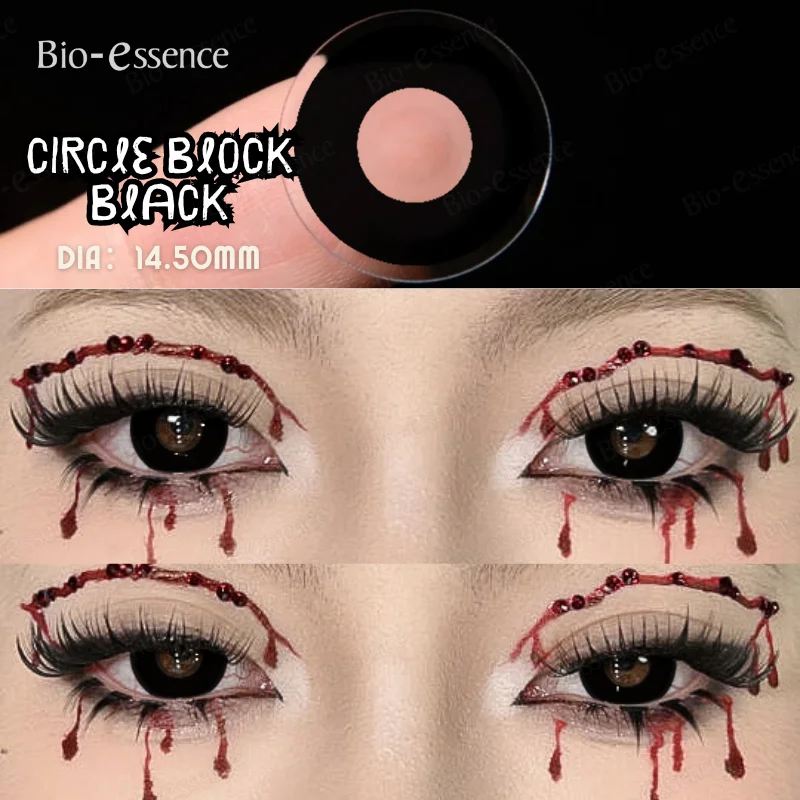 Bio-essence 1Pair Halloween Black Lenses Anime Role-playing Contacts Yearly Used Cosplay Cosmetic Red Big Eyes Pupils for Eyes