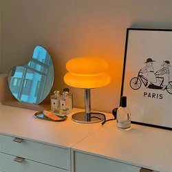 Macaron Nordic LED Table Lamp Interior Lighting Fixture Living Dinner Table Bedroom Bedside Home Decoration Glass Desk Light