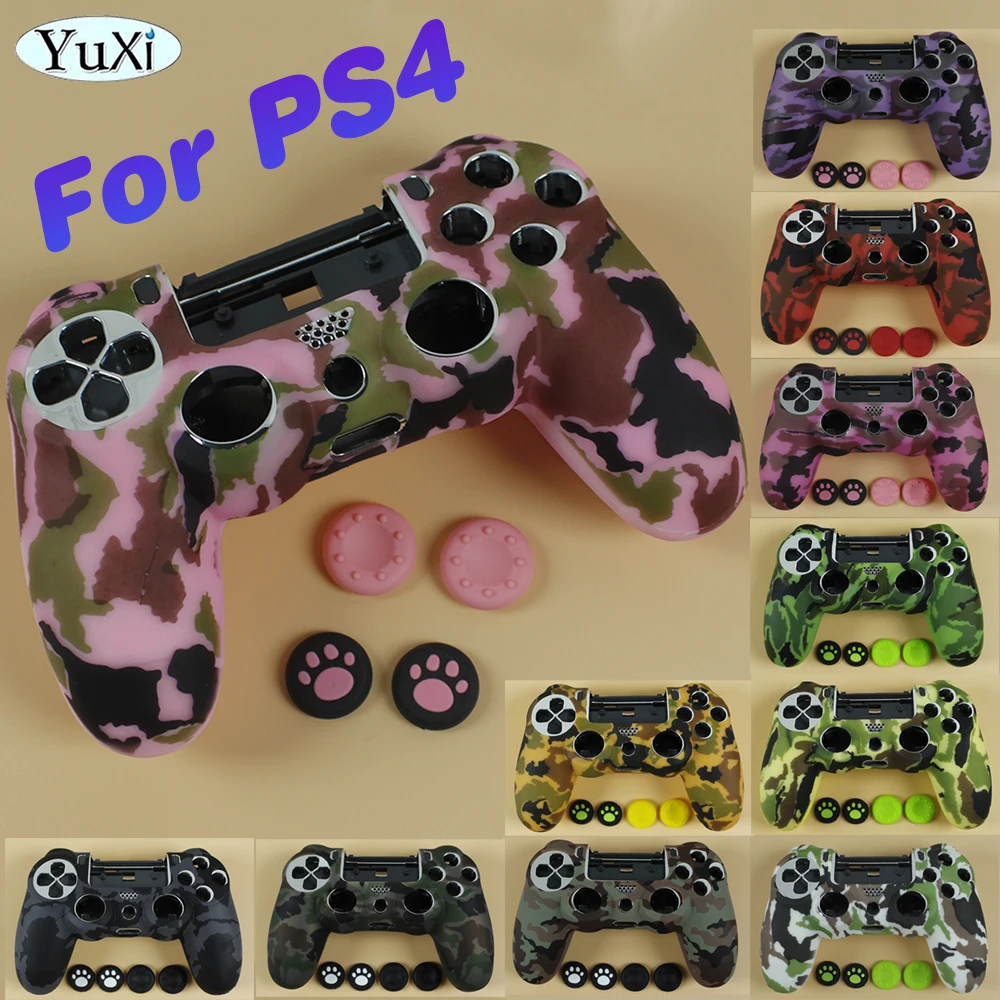 

1Set Anti-slip Silicone Cover Skin For PS4 Thumbstick Grip Cap For PlayStation Dualshock 4 DIY Camouflage Gamepad Kit