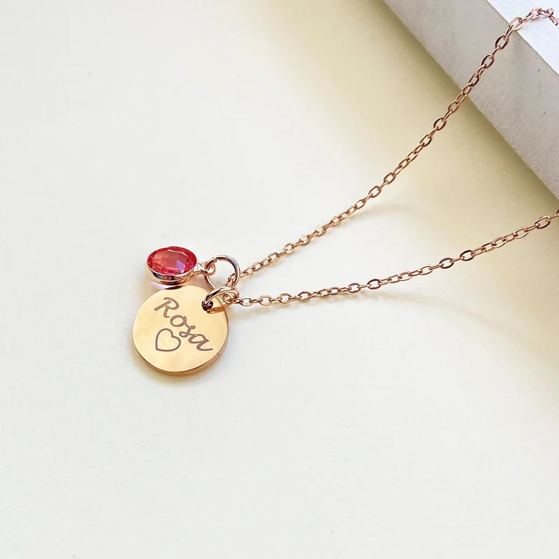 12 Brithstone benutzer definierte Name Halskette Edelstahl personal isierte Anfangs name Datum Anhänger für Frauen Baby Kinder Geschenk Party