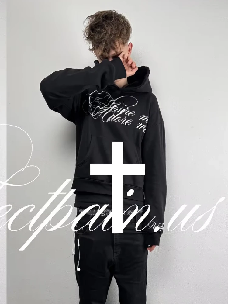 

Европейская и американская толстовка с капюшоном и длинными рукавами, темная куртка с принтом в стиле ретро, панк, уличная повседневная толстовка в стиле Харадзюку в готическом стиле y2k