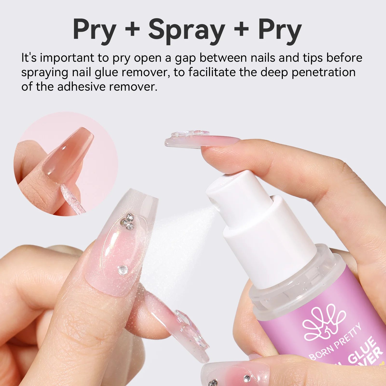 BORN PRETTY 7 ml supersterke nageltipslijm 5S snelle luchtdroge lijm met 20 ml nagellijmverwijderaar voor valse nageltips verwijdert gemakkelijk