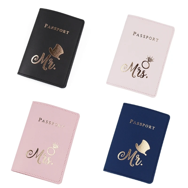 Porta pasaporte cuero PU a Protector tarjetas crédito viaje, amante, pareja, regalo boda para mujeres y