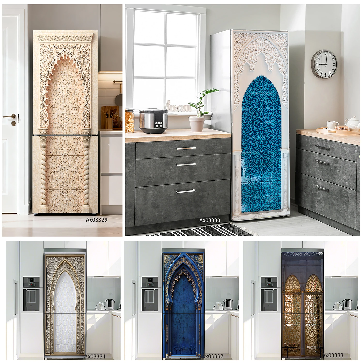 Kitchen Appliances Luxury - Luxuriöser Islamischer Ornament-Kühlschrankaufkleber, Selbstklebende Vinylfolie für