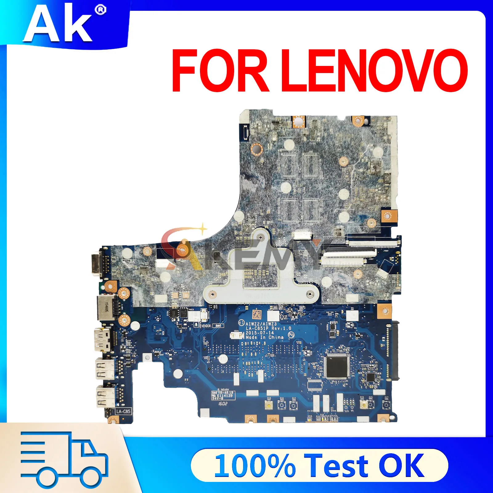 

5B20K34637 LA-C851P Mainboard For LENOVO Ideapad 500-15ISK Laptop Motherboard 4405U I3-6100U I5-6200U I7-6500U V2G Tested OK