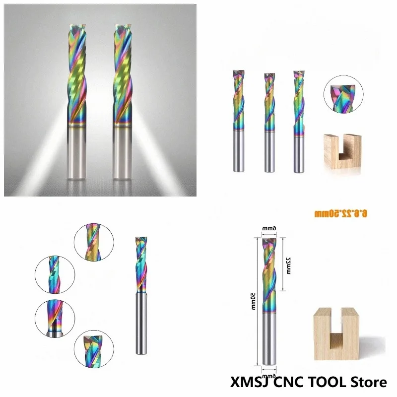 1Pcs 3.175mm DLC/HOT  Milling Cutter 2 Flutes UP DOWN Cut Carbide CNC Router Wood End Mill Bits Spiral Compression Tool