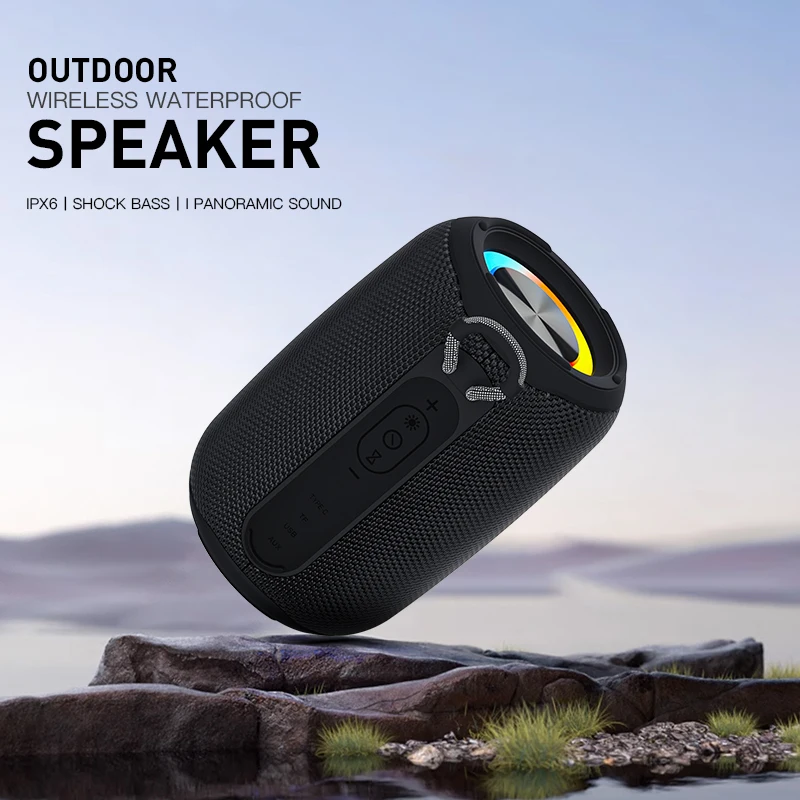 Outdoor Waterproof Ipx6 Speakers RGB Color Lights Camping BT V5.3 Portable Wireless Bluetooth Speaker Mini Party Subwoofer