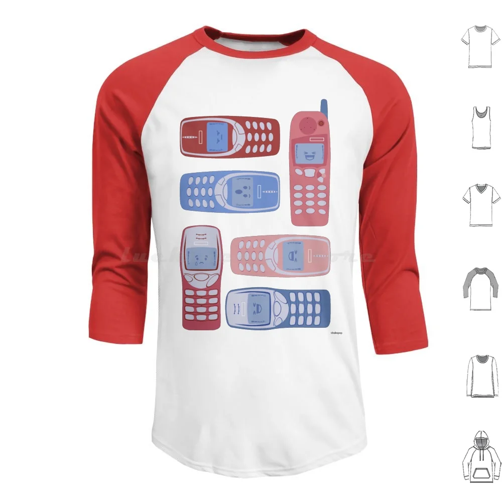 Vintage Cellphone Reactions Hoodies Long Sleeve Mobilephone Phone Cellphone Retro Vintage Nokia Nokia 3210 Nokia