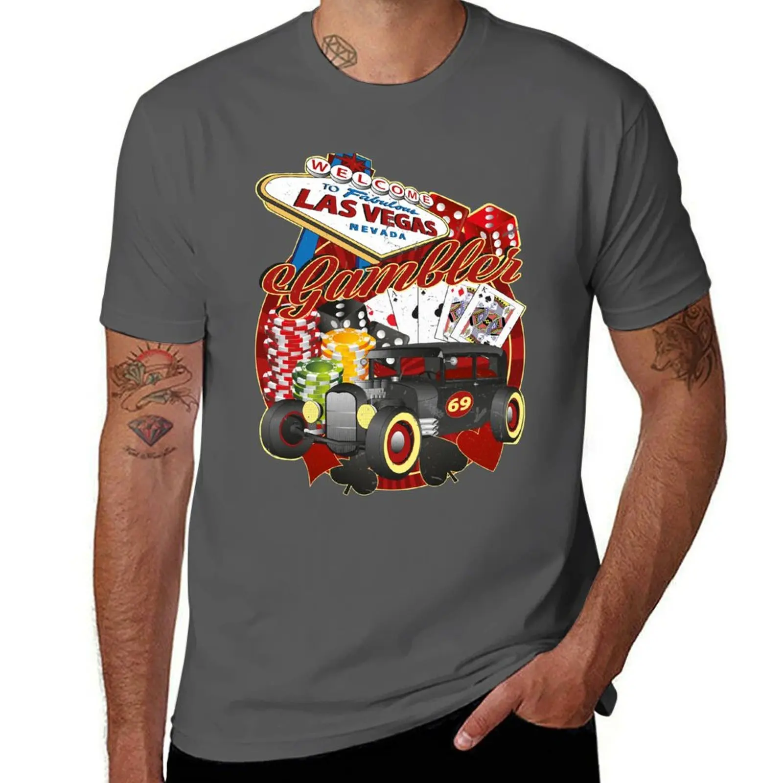 

Rockabilly Gambler Hot Rod T-Shirt Halloween Casual T-Shirt
