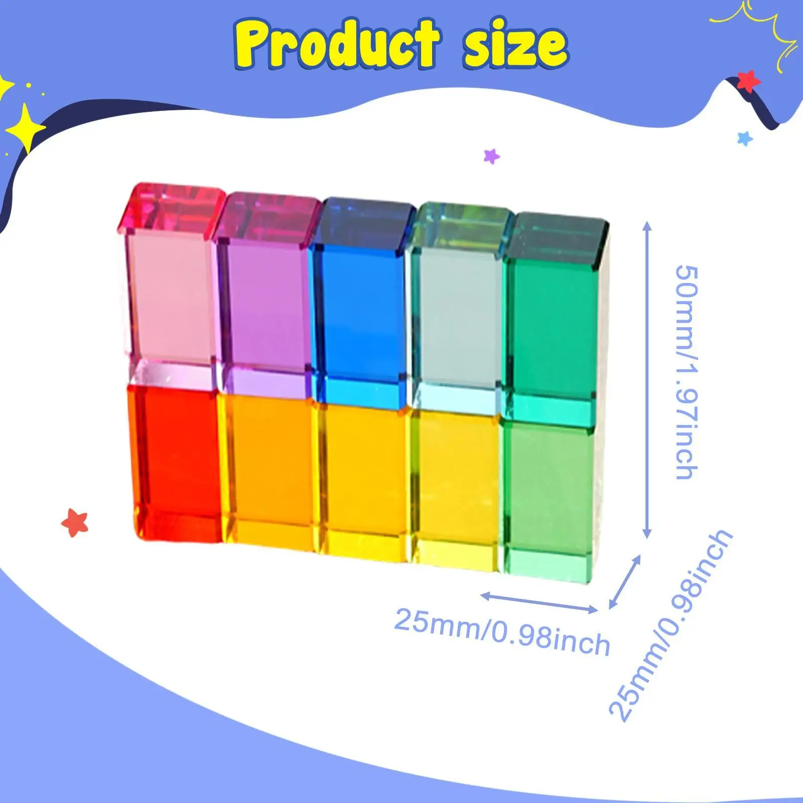10x Rainbow Building Blocks Baby Learn Color Stacking Toy for Children
