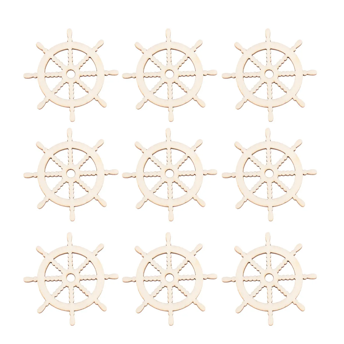 100Pcs Wooden Rudder Hanging Pendant Wood Crafts Ornaments Eco Friendly Unfinished Nautical Style Decor Wood Rudder Ornaments