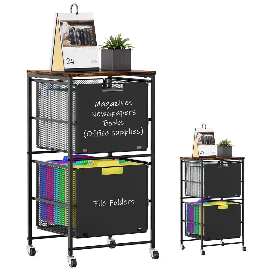 

Storage Organizer, Under Desk Rolling File Cart with Lockable Wheels, Hanging File Folder Organizer for Letter Size, Utility Cr
