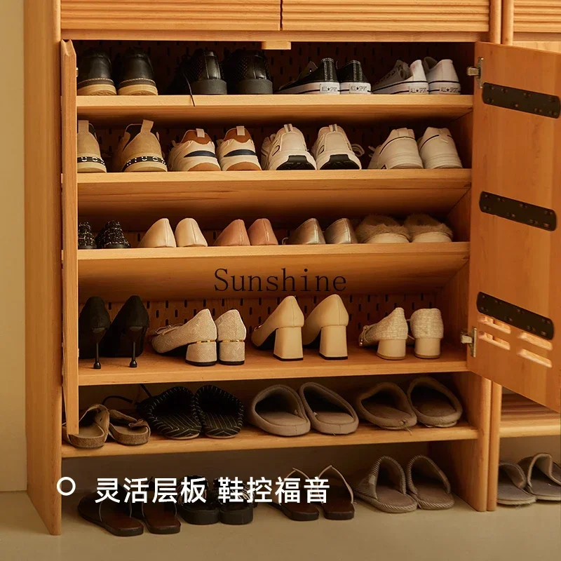 Cherry wood shoe cabinet entrance cabinet integrated furniture ultra-thin